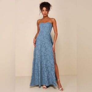 Lulu's Blue Strapless Maxi Dress
